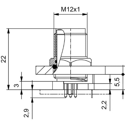 2423060000 - M12 4-Pole Connector with Built-in Plugs and Mounting Thread  (Pack of 10)