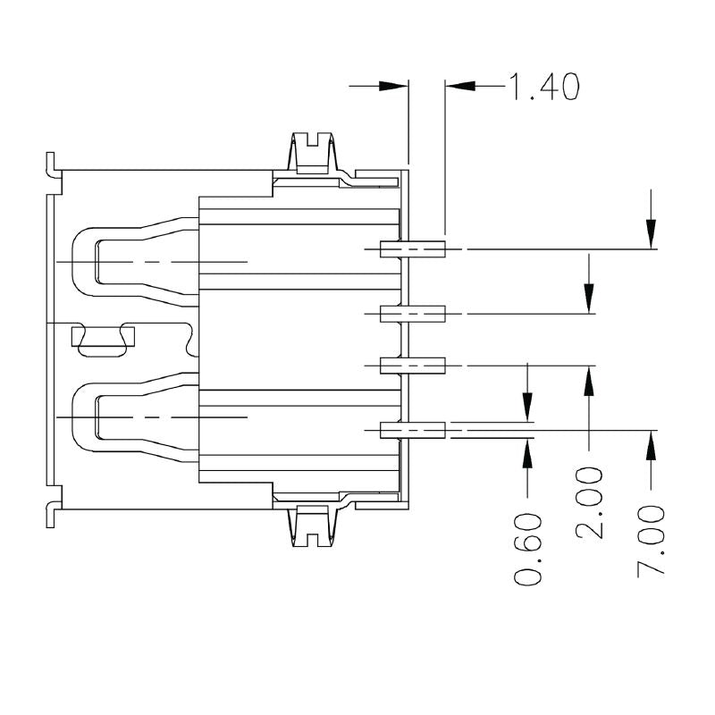 2563720000 - 90° USB 2.0 Type A Connector for PCB Assemblies  (Pack of 100)
