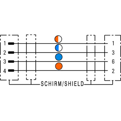 1201210050 - 0.5m Shielded RJ45 Connector with 4 Poles, IP67 Rating