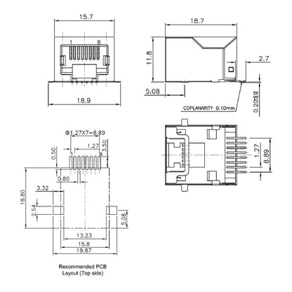1433890000 - Cat. 5 PCB Modular Jack, 90° Entry, 8 Poles  (Pack of 260)