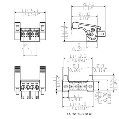 2442390000 - 3.81mm 9-Pole Female PCB Connector with Clamping Yoke  (Pack of 50)