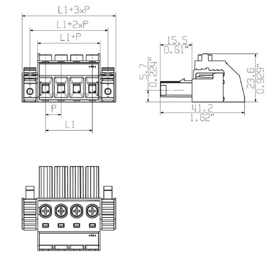 1207600000 - 4-Pole PCB Female Connector, 7.62mm Pitch, 180° Angle  (Pack of 100)