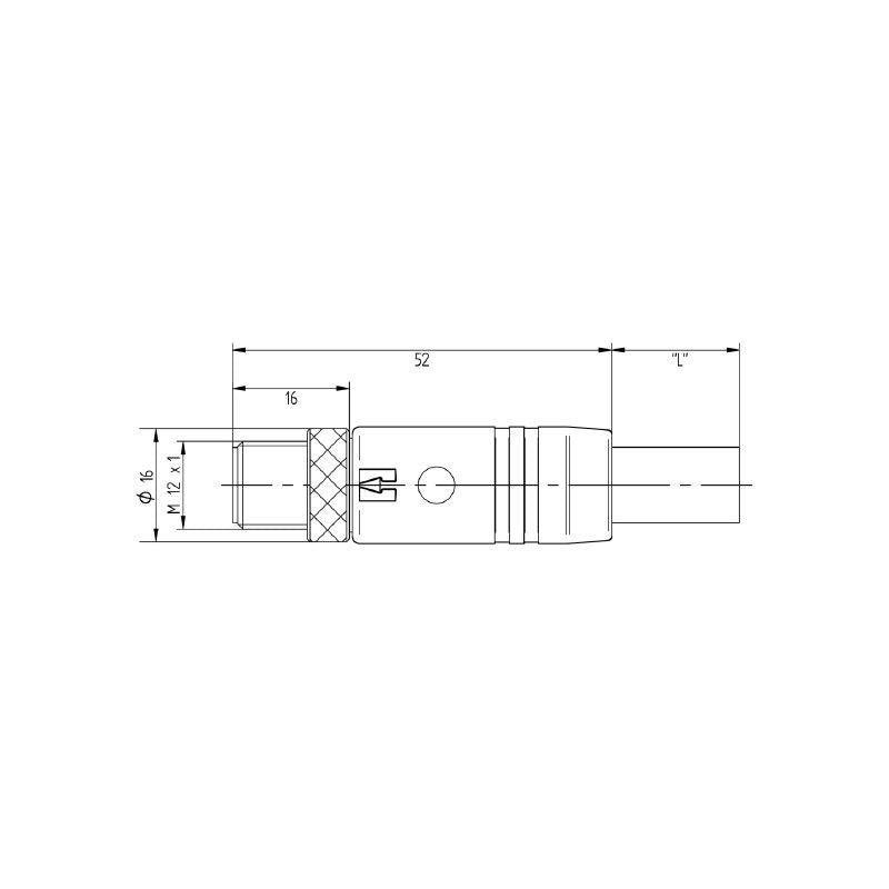 2455270500 - 5m M12 Power Cable, 5 Poles, PUR Material