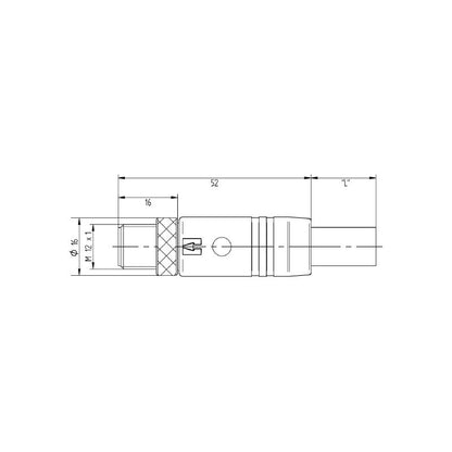 2455270500 - 5m M12 Power Cable, 5 Poles, PUR Material