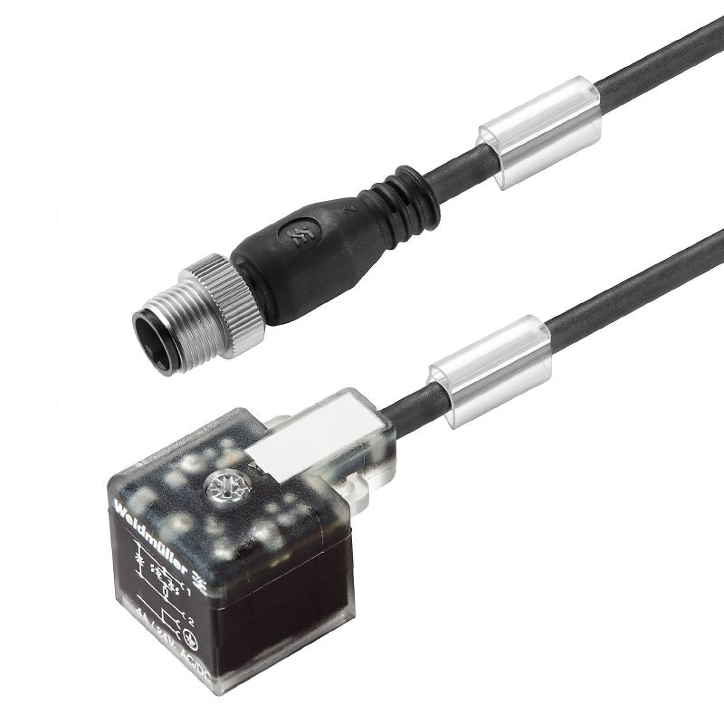 9457830000 - 3m Black PUR Valve Cable with M12 A-Coding