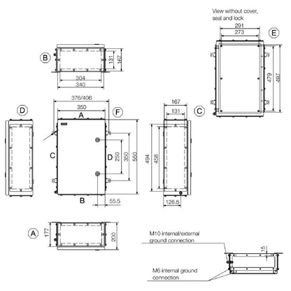 1200610000 - 550mm Stainless Steel Terminal Box, IP66 Rated Enclosure