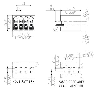 1290470000 - 3.50mm 16-Pole Male PCB Connector, 180° Elbow, Tinned Pins  (Pack of 60)