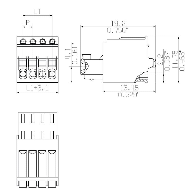 2438860000 - 2-Pole Push-In Connector, 2.50mm Pitch, 6A 320V  (Pack of 250)