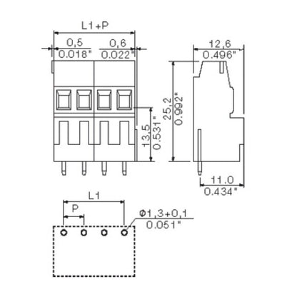 1766330000 - 3-Pole 90° Black PCB Terminal with 3.5mm Solder Pin  (Pack of 100)