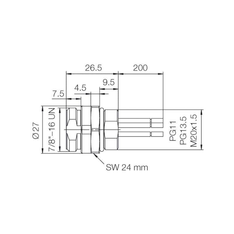 1292340000 - 7/8 Inch Plug with 0.2m Cable Length, PG 13.5