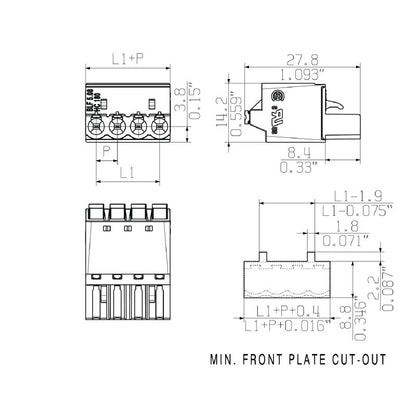 1390750000 - 5.08mm Pitch Push-In Connector, 7 Poles, 180° Angle  (Pack of 48)