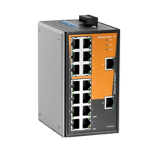 1241000000 - 16-Port Unmanaged Network Switch, Metal Housing, DIN Rail Mounted