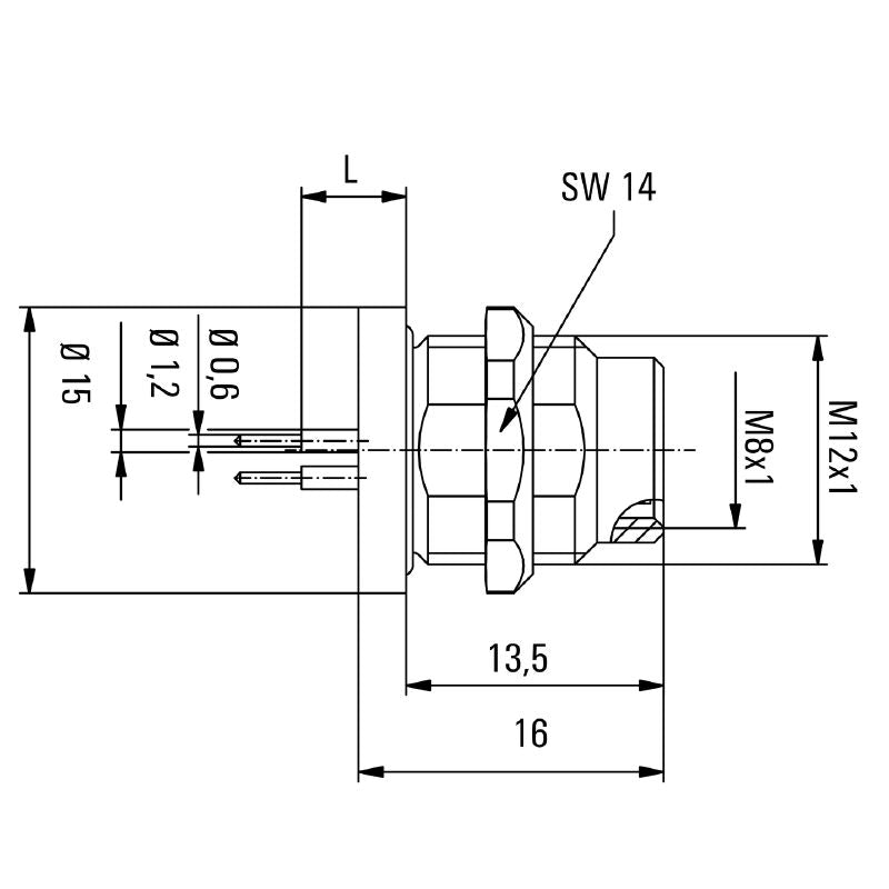 2421610000 - M8 4-Pole Built-in Plug Connector with M12 Mounting Thread  (Pack of 10)