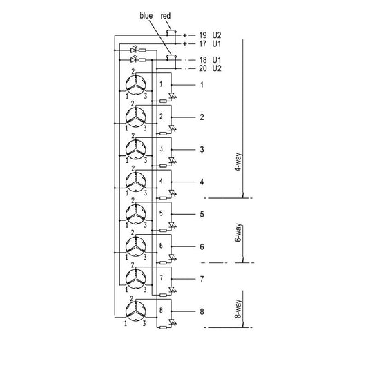 1760050000 - M12 3-Pole IDC Connector with LED Indicators, 127mm Depth