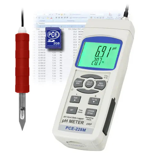 PCE-228M - Handheld Food pH Meter with Large Display & Data Storage