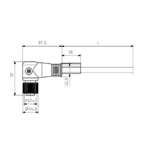 1059740300 - 3m M12 Sensor/Actuator Cable, 5-Pole, PUR Material