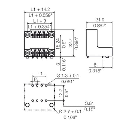 1034110000 - 3.81mm Pitch Black PCB Connector with 28 Poles  (Pack of 20)