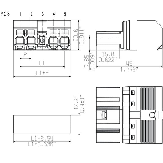 1430020000 - 7.62mm 5-Pole PCB Connector, 180° Angle, RoHS Compliant  (Pack of 30)