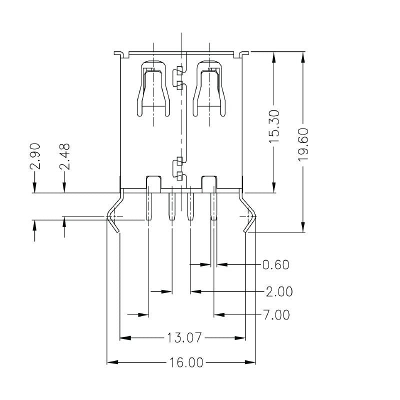 1985910000 - USB 2.0 Type A Connector for PCB, 480 Mbps, 4 Poles  (Pack of 100)