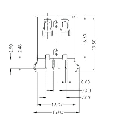 1985910000 - USB 2.0 Type A Connector for PCB, 480 Mbps, 4 Poles  (Pack of 100)