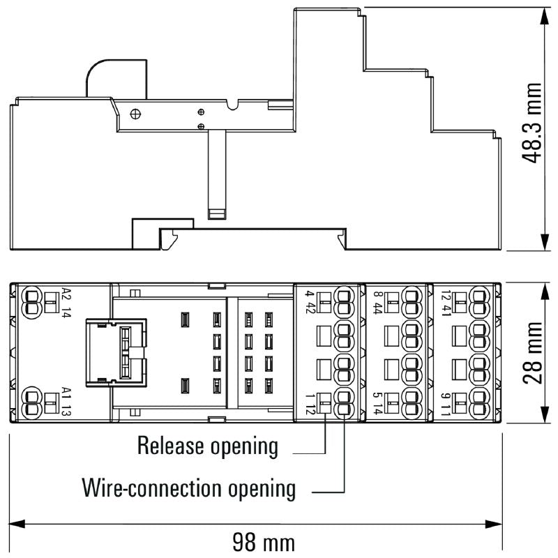 8876220000 - 12A Black Relay Socket, 48.3mm x 98mm x 28mm  (Pack of 10)