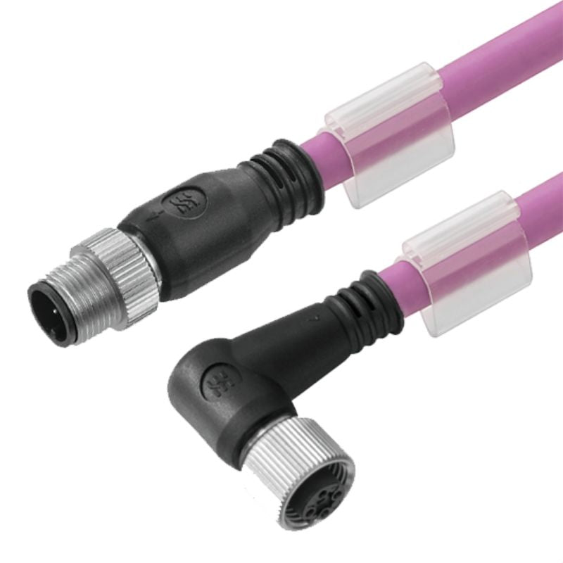 1062190200 - 2m M12 5-Pole Shielded PVC Cable, 4A Capacity