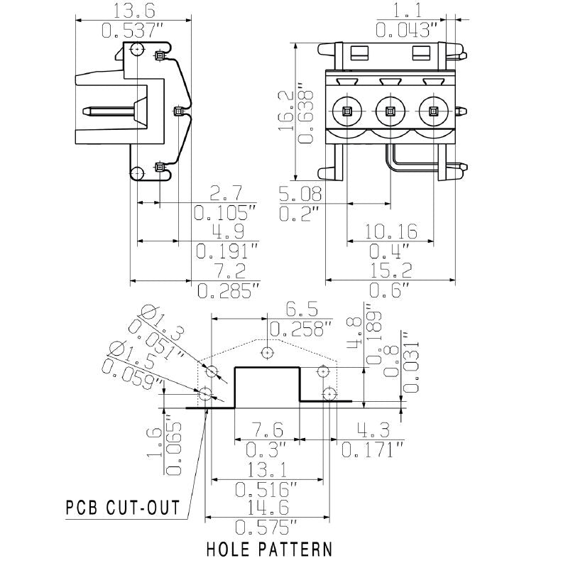 7924940000 - RoHS Certified 3-Pole Male PCB Connector with 2.4mm Pin Length  (Pack of 100)