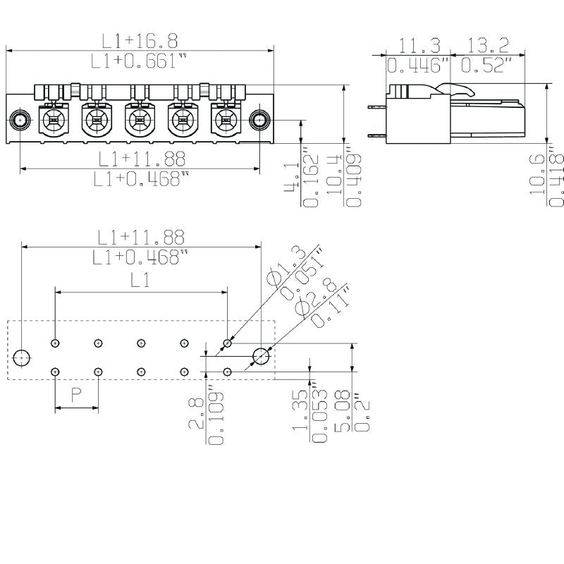 1122120000 - 7.62mm Pitch 3-Pole PCB Plug-In Connector, 180° Flange  (Pack of 54)