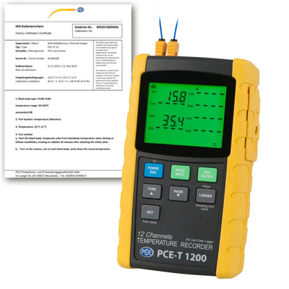 PCE-T 1200 - 12-Channel Datalogging Climate Meter with LCD Display
