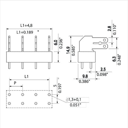 9511600000 - Orange 3 Pole PCB Terminal, 7.5mm Pitch, 90° Configuration  (Pack of 100)