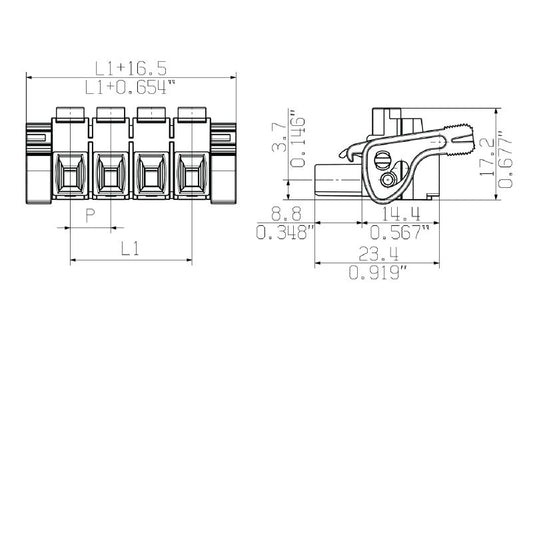 1164930000 - 7.62mm 10-Pole PCB Female Connector with 180° Angle  (Pack of 15)