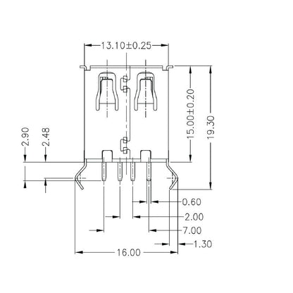 2563730000 - OMNIMATE USB 2.0 Connector, 180° Angle, 480 Mbps, 4 Poles  (Pack of 100)