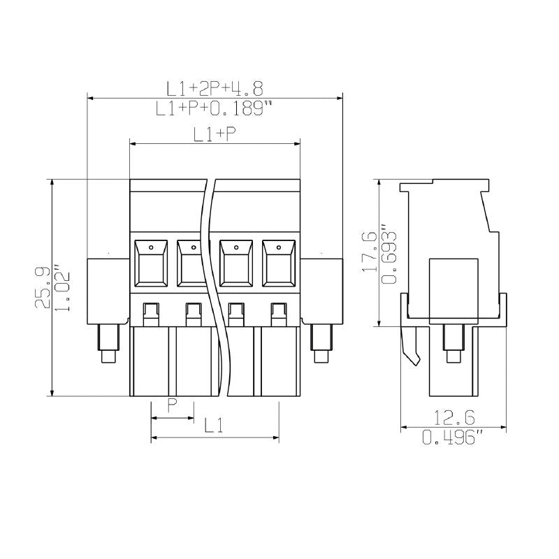 2648210000 - 5.08mm Pitch Connector, 6 Poles, 270° Outlet Direction  (Pack of 54)