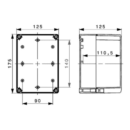 9535330000 - Light Grey Polycarbonate Enclosure, 125x175x125 mm, ROHS Compliant