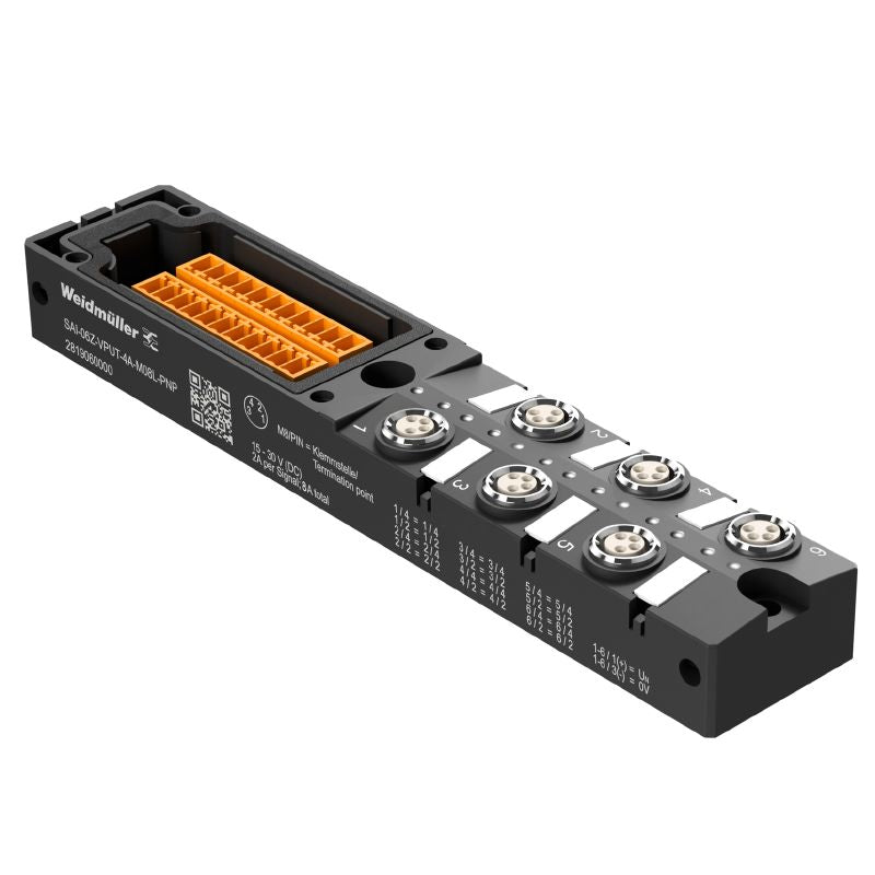 2819060000 - 4-Pole Push-In Sensor-Actuator Distributor with LED Indicators