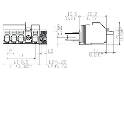 2590770000 - 7.62mm 4-Pole PCB Connector with PUSH IN Design  (Pack of 20)