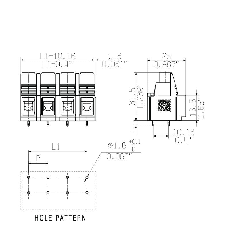 1226370000 - 12.70mm PCB Terminal Connector, 2 Poles at 90° Angle  (Pack of 20)