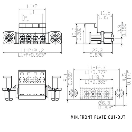 1353550000 - 9-Pole 5.08mm PCB Male Connector with 180° Clamping  (Pack of 24)