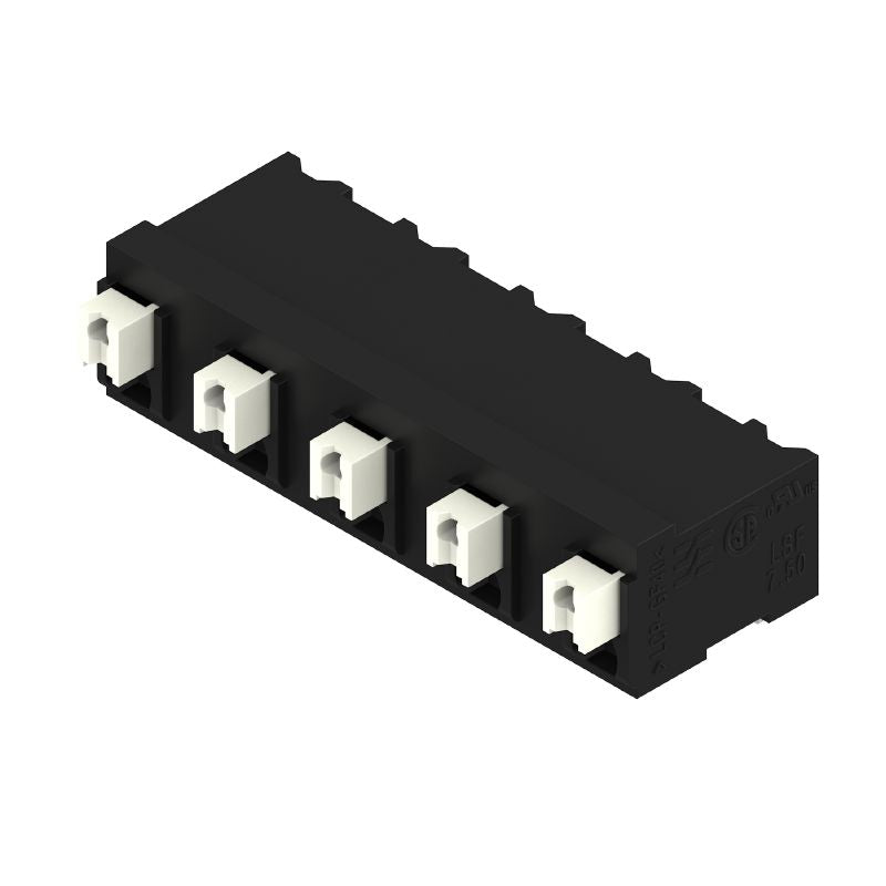 1869770000 - 7.50mm Black PCB Terminal, 5 Poles, 90° Angle, 1.5mm Pins  (Pack of 16)