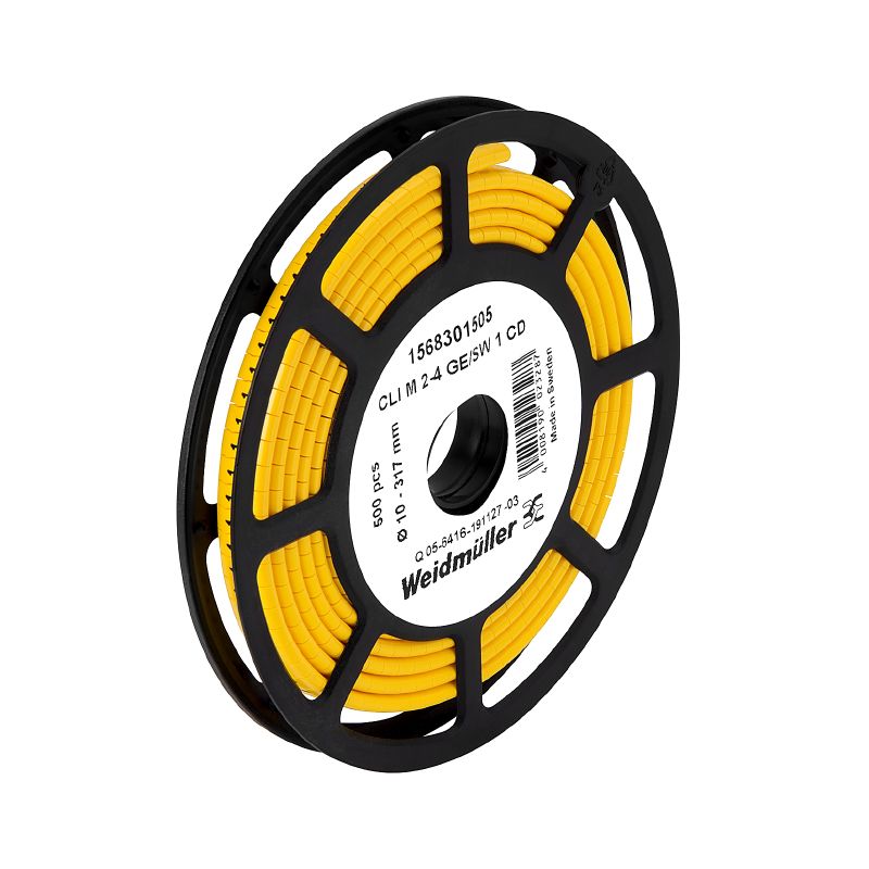 1568301637 - Yellow PVC Cable Markers, 11.3mm x 4mm, RoHS Compliant  (Pack of 500)
