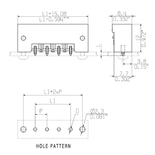 1046210000 - 5.08mm 12-Pole Black PCB Flange Connector  (Pack of 24)