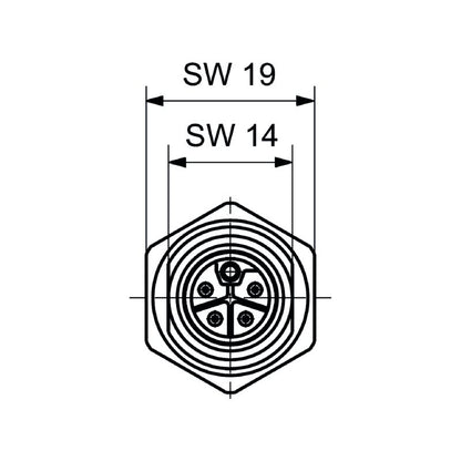 2830800000 - Gold-Plated M12 Connector, 16A, IP67 Protection
