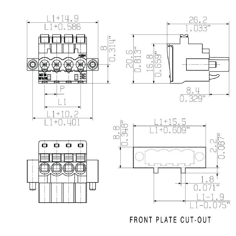 1982960000 - 5.08mm 9-Pole Female Connector with 270° Angle & Push-In Mechanism  (Pack of 30)