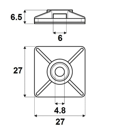 1289400000 - Durable 27x27mm Self-Adhesive Cable Ties, 80N Strength  (Pack of 100)