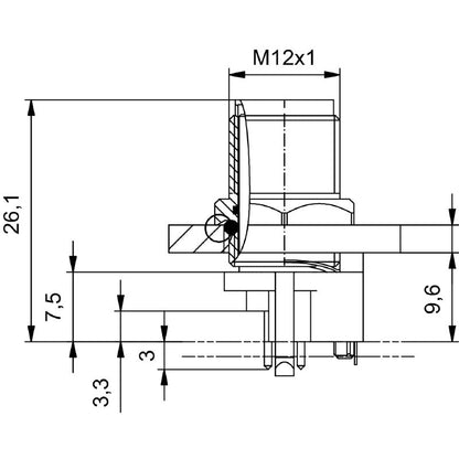 2422610000 - M12 Connector 4-Pole with 10cm Cable and Mounting Thread  (Pack of 10)