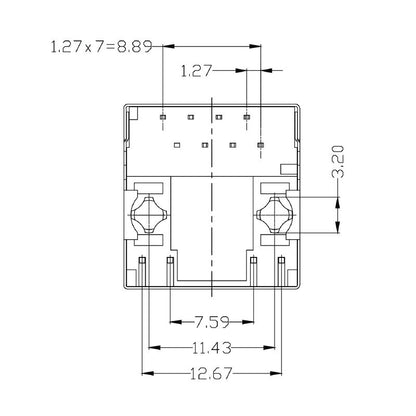 1534750000 - 8-Pole RJ45 Transformer Jack for PCB, 180° Mounting  (Pack of 120)