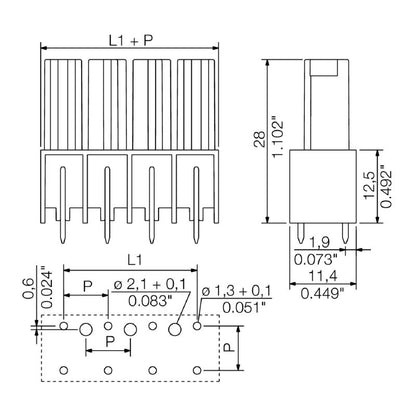 1928630000 - 7.62mm 4-Pole Female PCB Connector in Black Box  (Pack of 100)