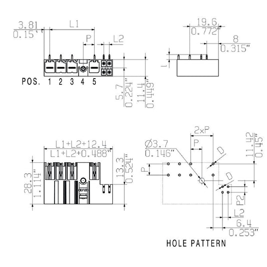 1090300000 - 7.62mm 5-Pole PCB Connector with Closed Side Flange  (Pack of 30)