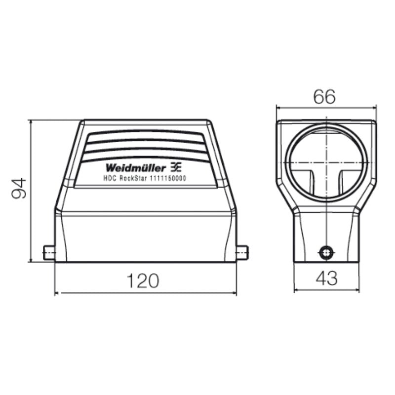 1111140000 - IP65 8-Cable HDC 64D TOBU Enclosure with Side-Locking Clamp
