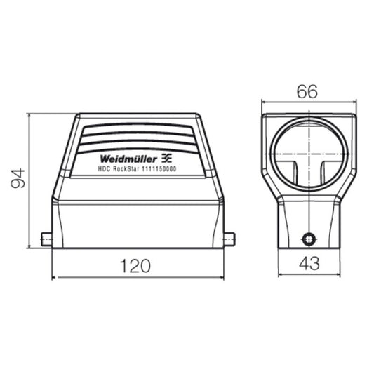 1111140000 - IP65 8-Cable HDC 64D TOBU Enclosure with Side-Locking Clamp